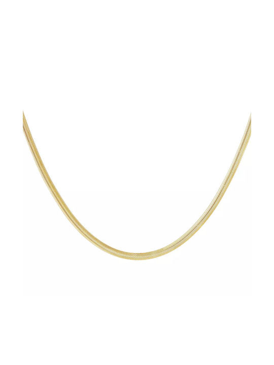 Chain Neck Snake made of Steel Gold-Plated Thin Thickness 2mm and Length 45cm