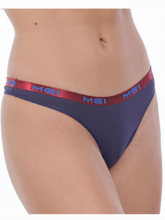 MEI Βαμβακερό Γυναικείο String Navy Μπλε
