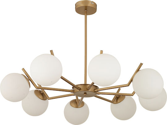 ArteLibre Crater Pendant Light Gold for 8 Bulbs E27 87x52cm