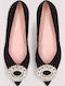 Ella Leather Women's Ballerina Shoes in Black Color