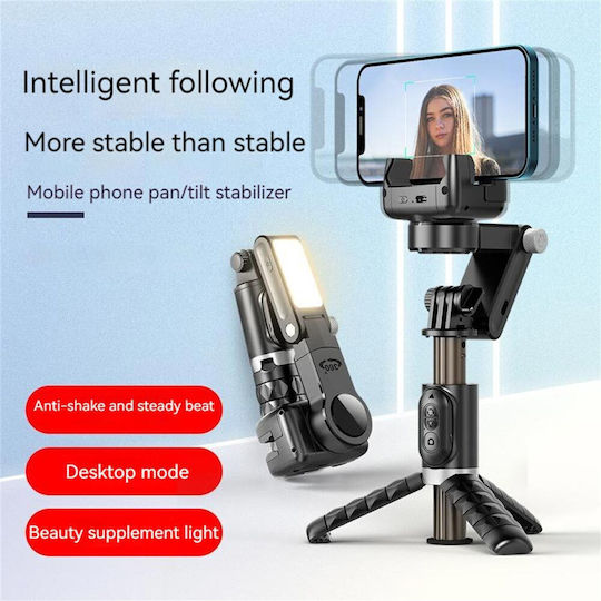 Andowl Q18 Selfie Stick Τρίποδο Κινητού Bluetooth με Φωτισμό Μαύρο
