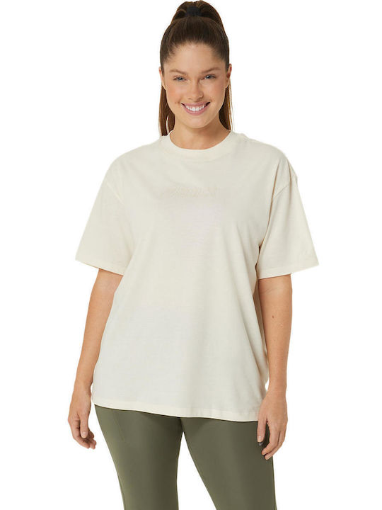 ASICS Logo Damen Sport T-Shirt Beige