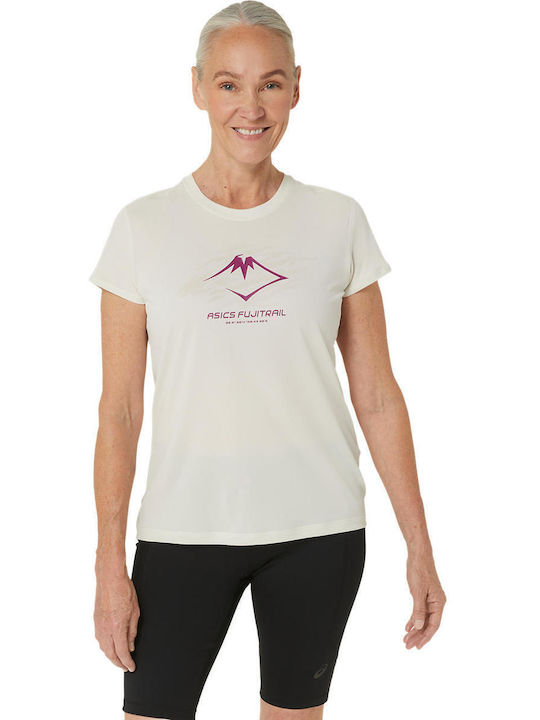 ASICS Fujitrail Logo Damen Sport T-Shirt Weiß