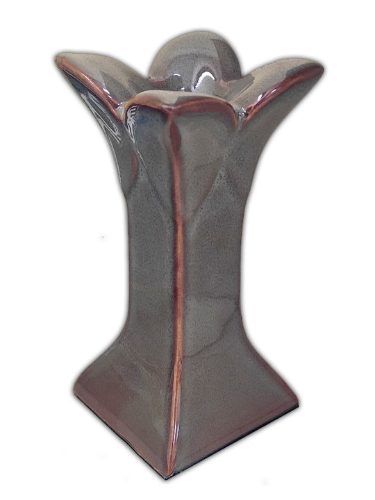 Gala Candle Holder Ceramic in Brown Color 6.5x6.5x13.5cm 1pcs