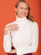 Chaton Women's Blouse Long Sleeve Turtleneck White