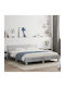 Bed Queen Wooden Grey Concrete with Slats for Mattress 160x200cm