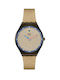 Swatch Uhr Batterie mit Gold Stoffarmband