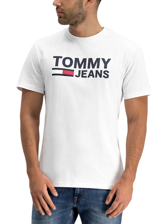 Tommy Hilfiger Bluza Bărbătească cu Mânecă Scurtă Albă