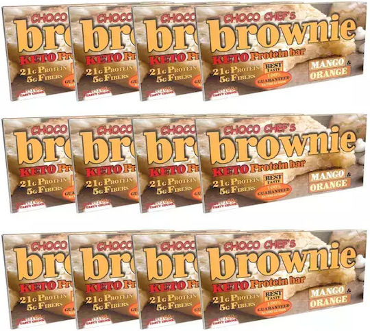 Fit & Shape Choco Chef's Brownie Keto Riegel mit 21gr Protein & Geschmack Orange Mango 12x100gr