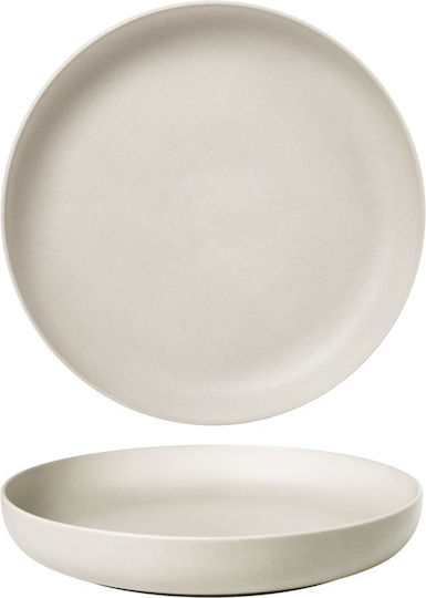 Baralee Baralee Teller Suppe aus Porzellan Creme Matt Sagre mit Durchmesser 21.5cm 4Stück