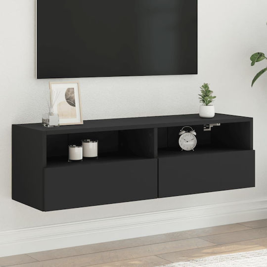 TV Stand Wooden Black Velvet-Black Metal L100xW30xH30cm