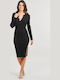 Rochie Midi Tricotată Neagră