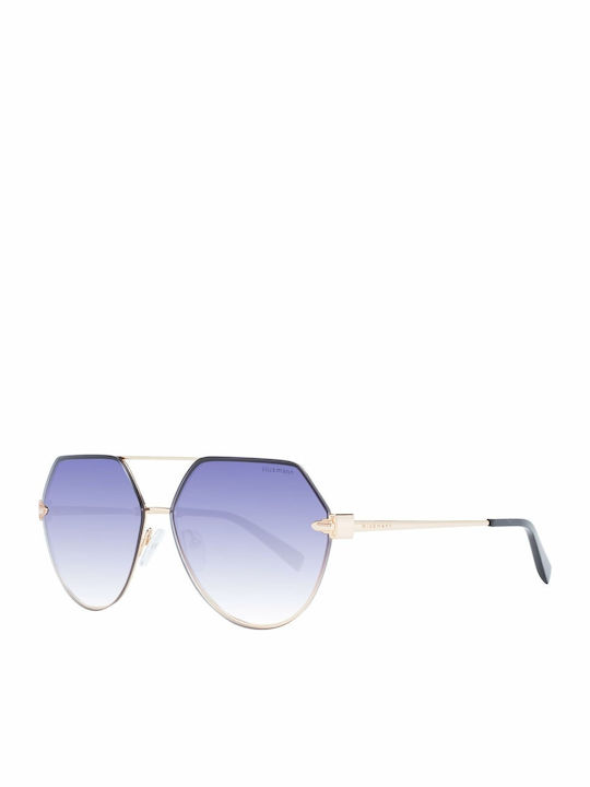 Ana Hickmann Women's Sunglasses with Gold Metal Frame and Blue Gradient Lens