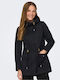 Only Women's Short Parka Jacket for Winter with Hood BLACK