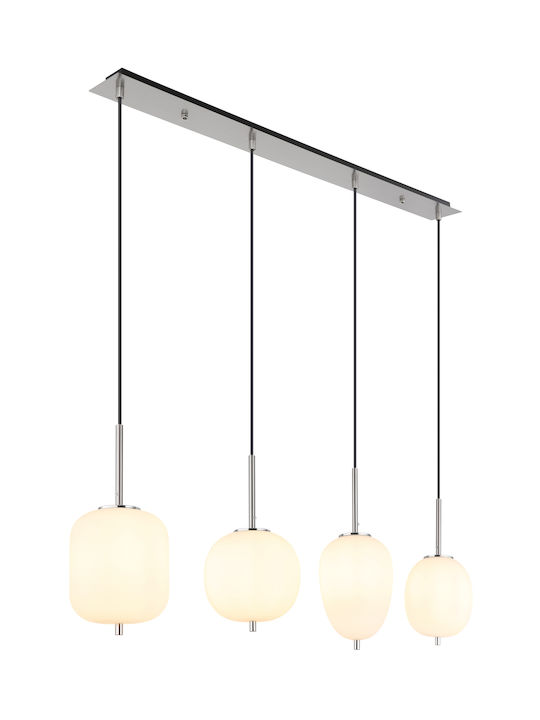 Globo Lighting Blacky I Κρεμαστό Πολύφωτο για 4 Λαμπτήρες E14 Ασημί