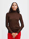 B.Younq Women's Long Sleeve Sweater Turtleneck Brown