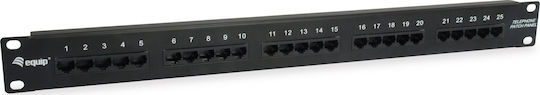 Equip Patch Panel για Rack 1U 19" Μαύρο