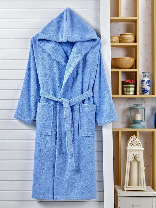Linea Home Bathrobe with Hood Blue
