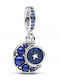 Pandora Charm Lună Cu Zircon Albastru
