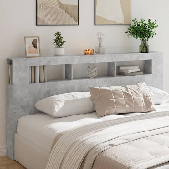 vidaXL Hölzernes Kopfstützen für Betten Grau 200x103,5cm