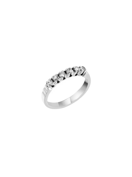 Women's White Gold Ring with Zircon 14K