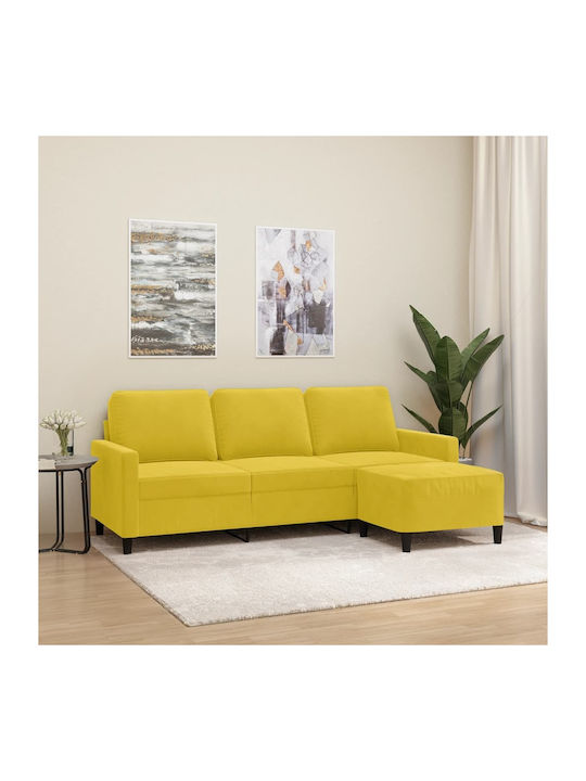 vidaXL Three-Seater Velvet Couch Yellow 198x77x...