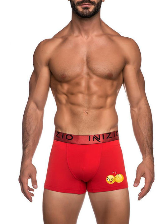 Inizio Men's Boxer Red with Patterns