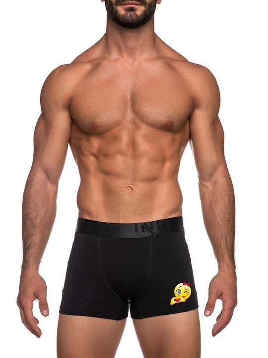 Inizio Men's Boxer Black with Patterns