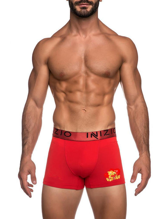 Inizio Men's Boxer Red with Patterns