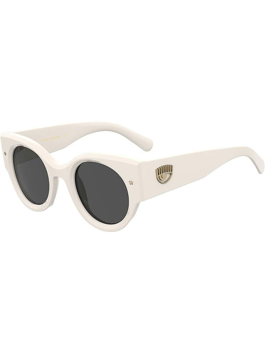 Chiara Ferragni Women's Sunglasses with White Plastic Frame and Gray Lens CF 7024/S VK6/IR