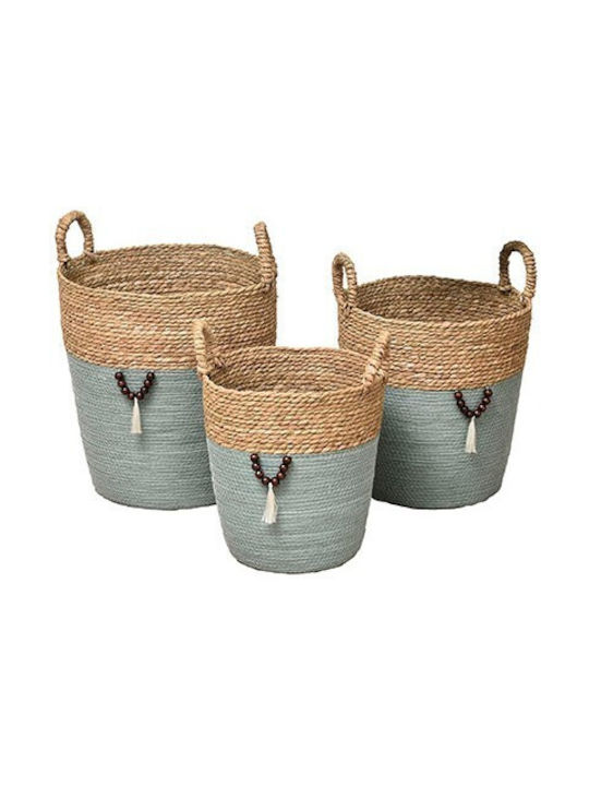 Eurocasa Set of Straw Laundry Baskets Gray