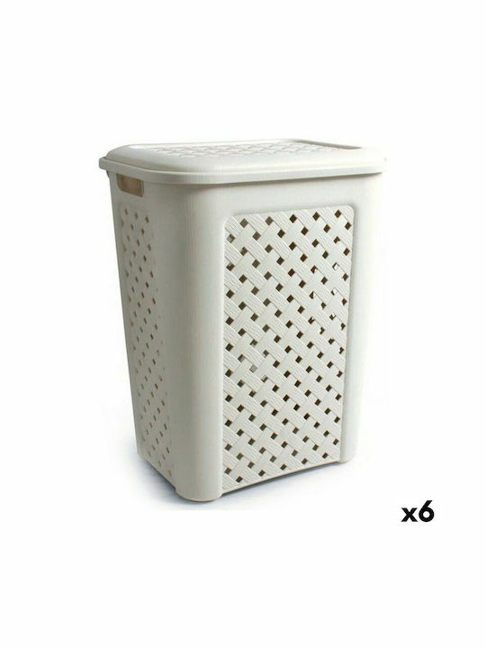 Tontarelli Arianna Laundry Basket Plastic with Cap 43.5x33.5x55cm Beige