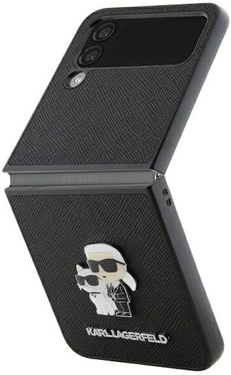 Karl Lagerfeld Saffiano Karl&Choupette Pin Задна корица Изкуствена кожа Черен (Galaxy Z Flip4)