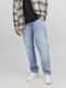 Men's Elastic Jeans Pants with Regular Tapered Fit Blue