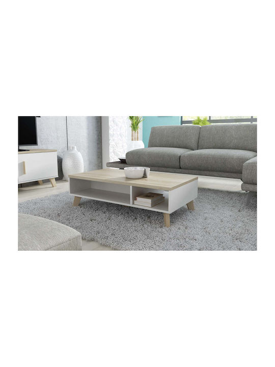 Masa Centrală Rectangulară Lotta 110 Din Lemn Alb / Stejar Sonoma L110xL60xÎ35cm