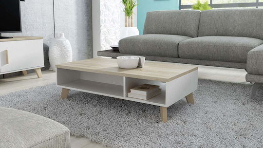 Ορθογώνιο Κεντρικό Τραπεζάκι Lotta 110 Ξύλινο White / Sonoma Oak Μ110xΠ60xΥ35εκ.