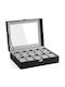 Songmics Leather Case for 10 watches in Black color JWB010BK