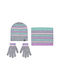 Kids Beanie Set with Scarf & Gloves Knitted Turquoise