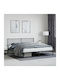 Pat King Size Metalic Negru Cu Plăci Pentru Saltea 183x213cm