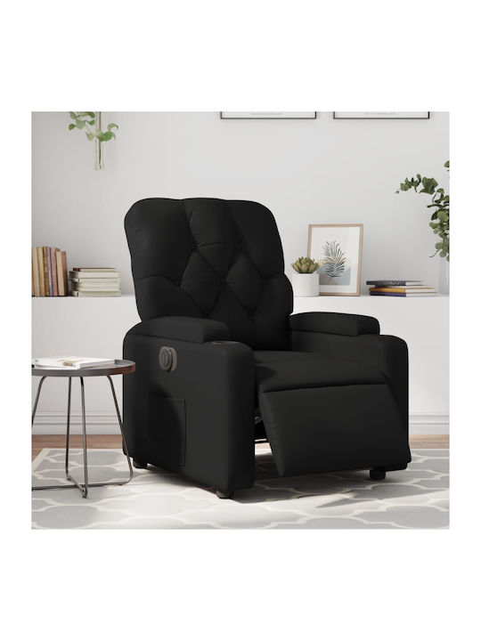 Relax Armchair with Footstool from Leatherette Black 74x86.5x93.5cm