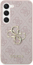 Guess Metal Logo Задна корица Кожа Розов (Samsu...
