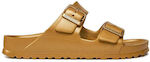 Birkenstock Arizona Eva Damen Flache Sandalen Anatomisch Glamour Gold Schmal Passform