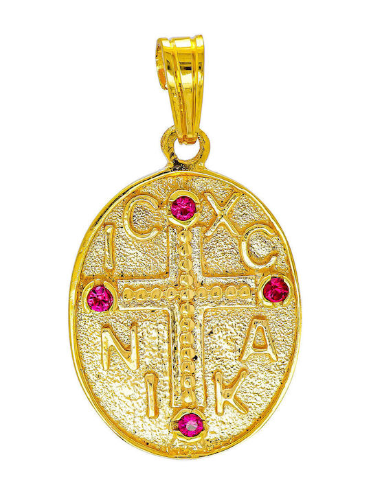 Kiriakos Gofas Pendant Kids Talisman Double Sided Konstantinato made of Gold 14K KN505