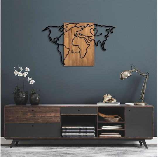 Asir Group 3D Mixed Art Wold Μαύρο από Ξύλο 118x3x70cm