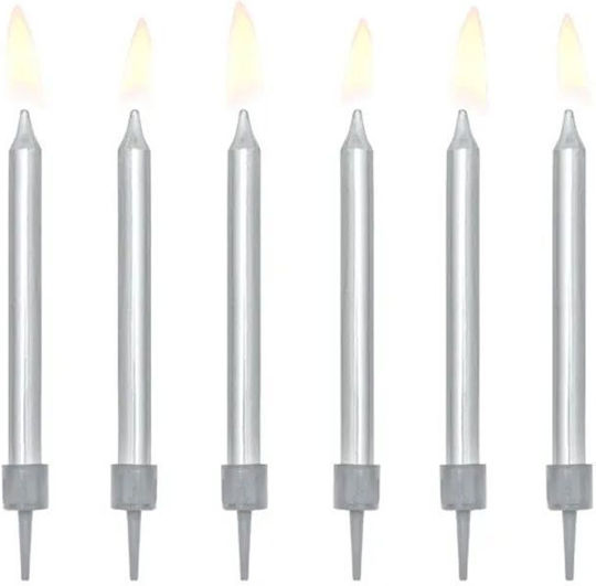 ikonka Birthday Candle in Silver Color 6pcs KX4567_1