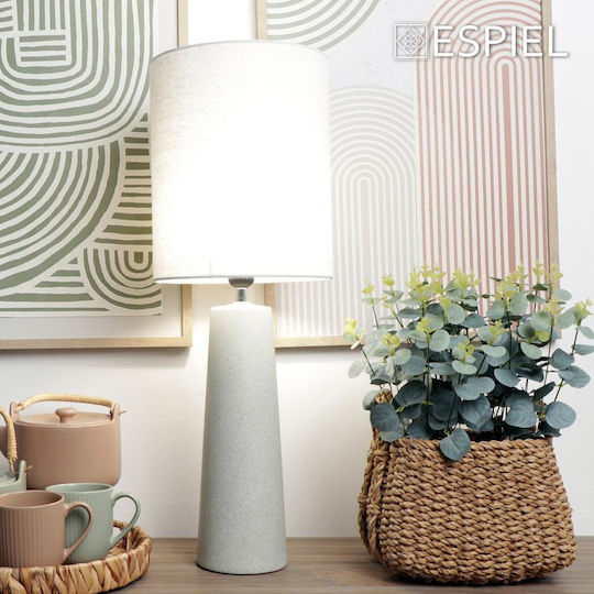 Espiel Ceramic Table Lamp for Socket E27 with White Shade and Base