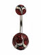 Poco Loco Bauchnabelpiercing aus Stahl Silber / Rot