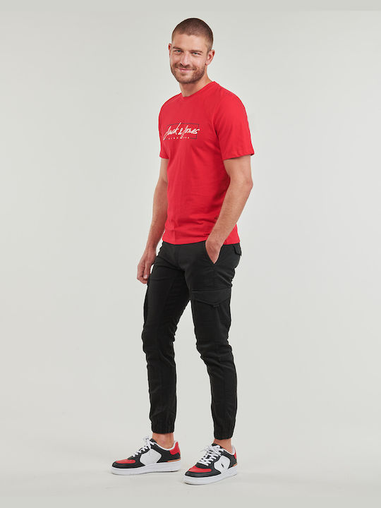 Jack & Jones T-shirt Bărbătesc cu Mânecă Scurtă Roșu