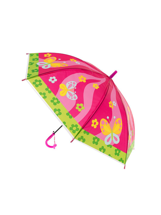 FantazyStores Kinder Regenschirm Gebogener Handgriff Fuchsie