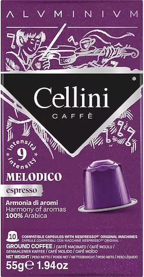 Cellini Kapseln Espresso Melodico Kompatibel mit Maschine Nespresso 10Mützen